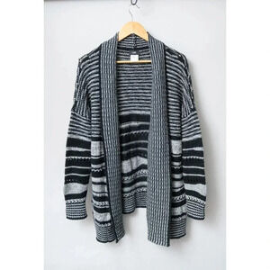 Line black  & gray striped oversized cardigan | Small